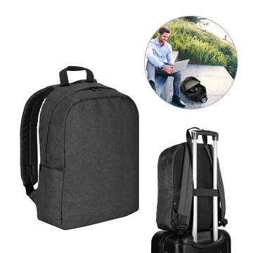 GIJON. Laptop backpack made of 600D high-density recycled polyester and lined with 210D recycled polyester.
