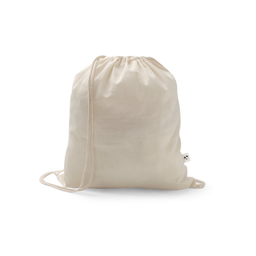 SALAMANCA. Rugzak met trekkoord, gemaakt van 70% gerecycled katoen en 30% rPET-polyester (150 g/m²).