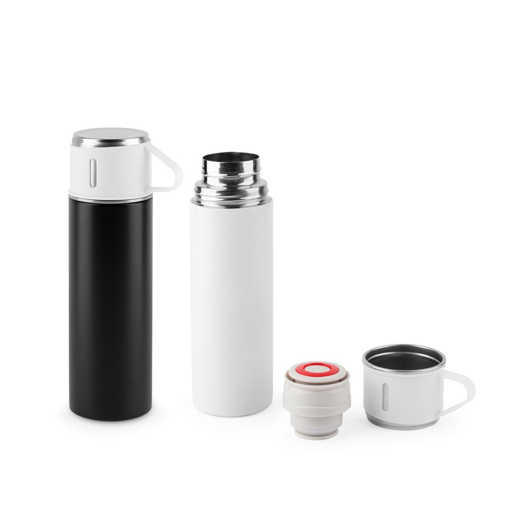 COMANECI. Dubbelwandige roestvrijstalen waterfles (90% gerecycled) met een matte afwerking, 490 ml.