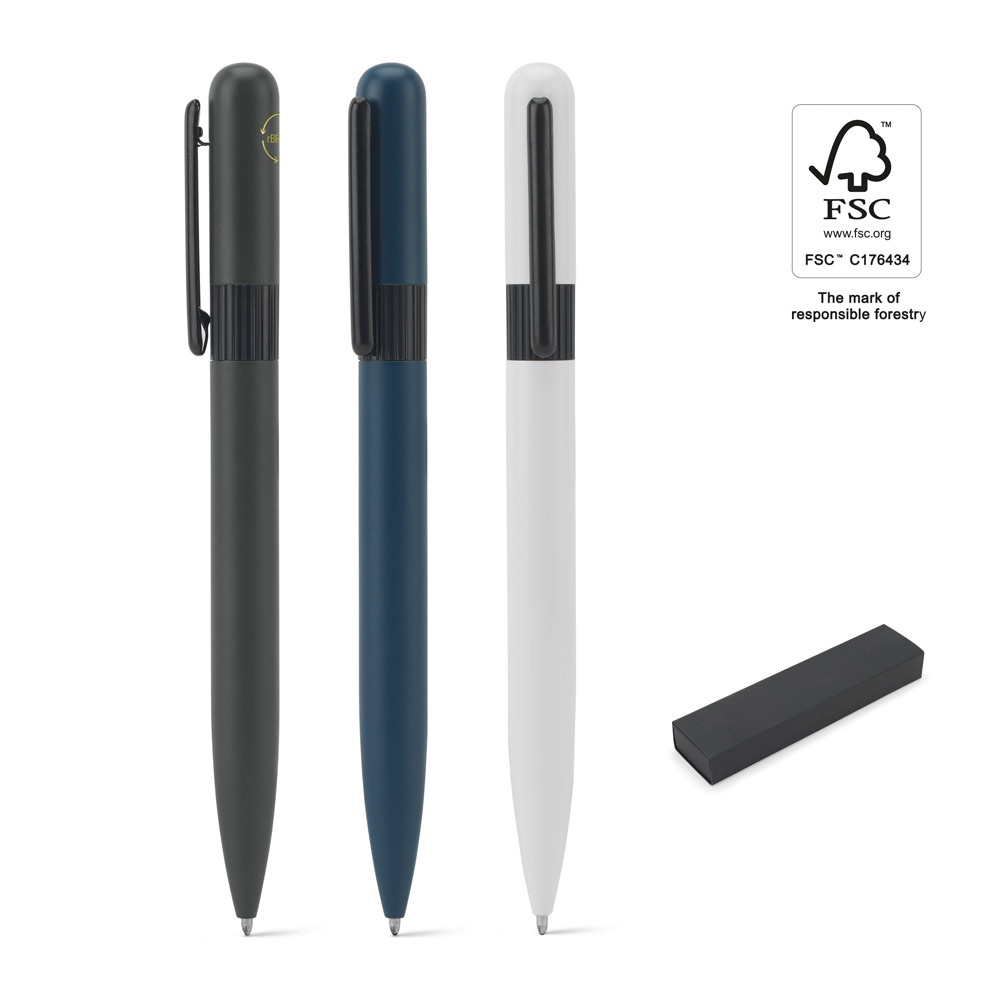 ELSIE ROUND. Metalen balpen (60% gerecycled) met een afgerond ontwerp.