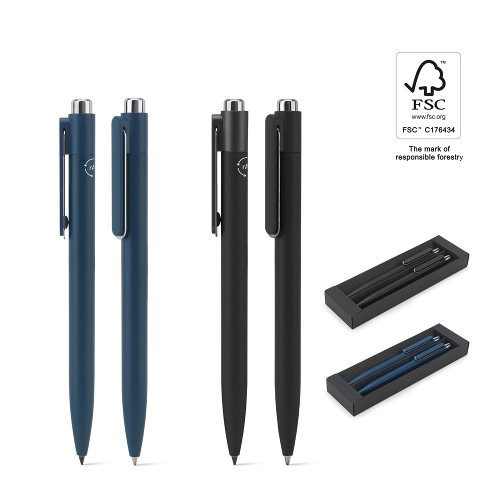 KYLIE SET. Set consisting of a ballpoint pen and an inkless pen, both made of aluminum (94% recycled).
