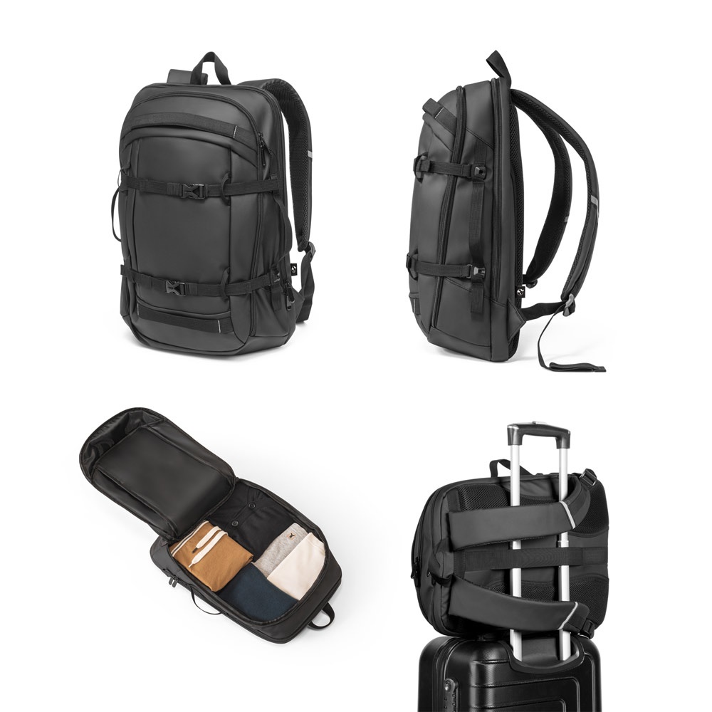 KAMPALA. 17'3" laptop backpack made from 900D high-density recycled polyester with a water-resistant coating and a 210D recycled polyester lining.