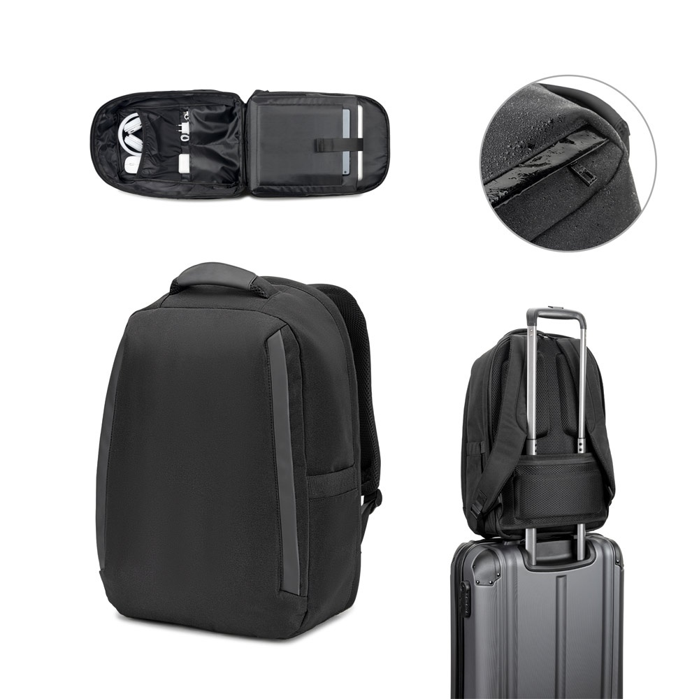 YANGON BPACK. Anti-theft backpack, made of 600D high-density recycled polyester with a water-repellent coating, for a 17.3" laptop.