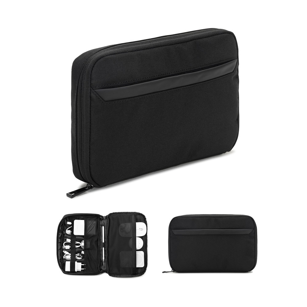 YANGON. Grote organizer voor technische accessoires, gemaakt van keperstof met een waterafstotende coating en 600D gerecycled polyester.