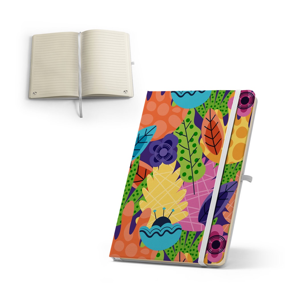 ANNE SUB. A5-notitieboekje van gerecycled polyester (100% rPET) 300D, ideaal voor personalisatie via sublimatie.