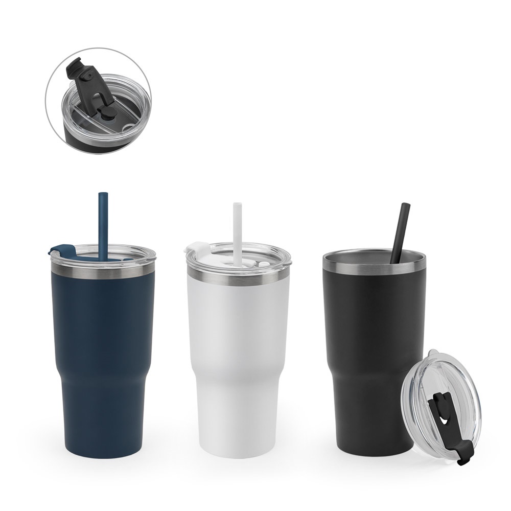 JOYNER M. Compacte reismok van roestvrij staal (91% gerecycled) met dubbelwandige vacuümisolatie en matte afwerking, 600 ml
