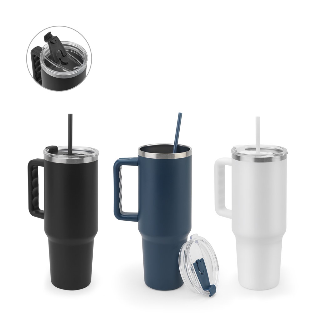 JOYNER XL. Grote reismok van roestvrij staal (91% gerecycled) met dubbelwandige vacuümisolatie en een matte afwerking, 1300 ml.