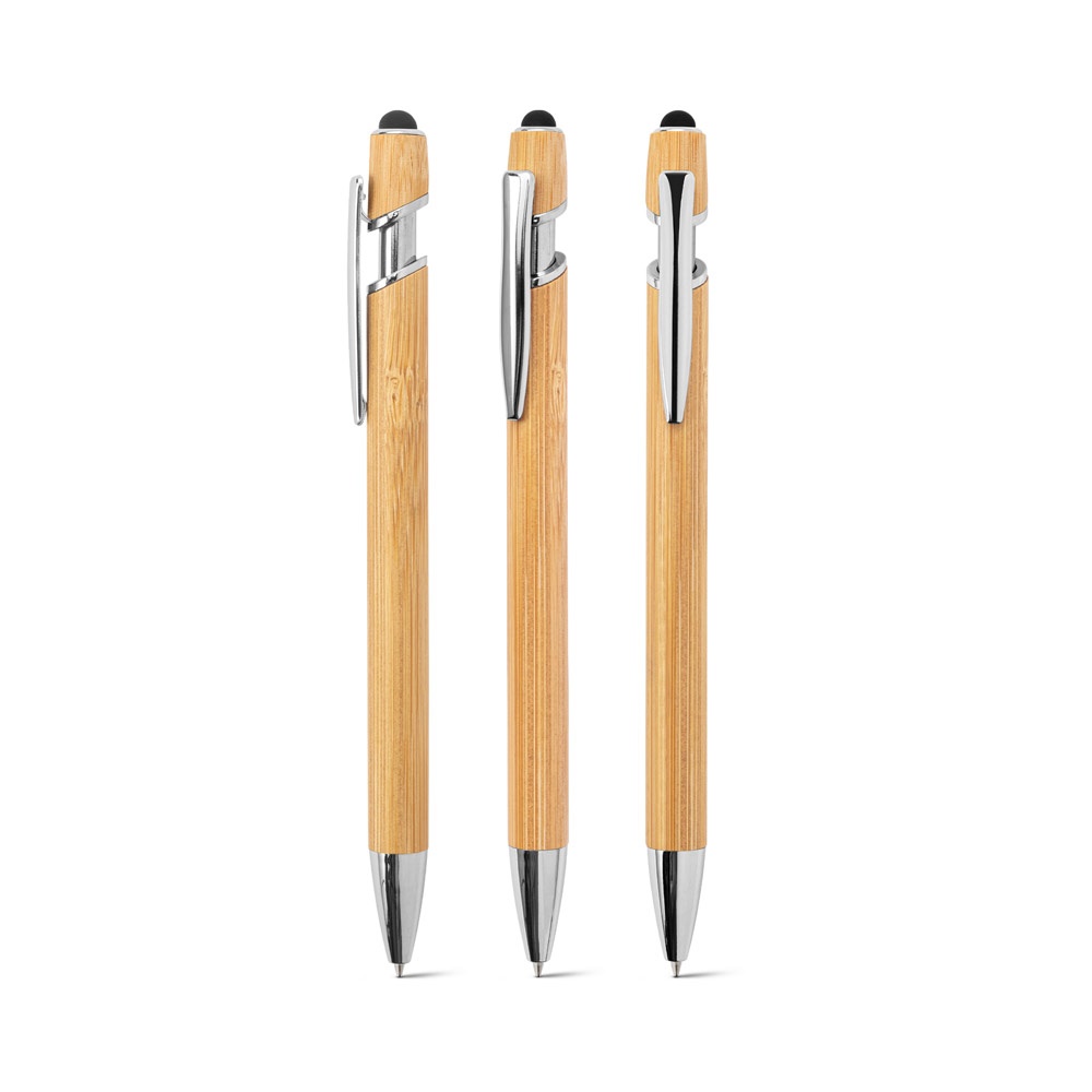 NEIL BAMBOO. Bamboo ballpoint pens with chrome-plated aluminum details.