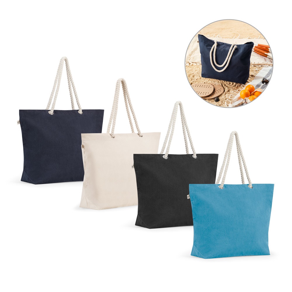 ATHENE. Strandtas gemaakt van 70% gerecycled katoen en 30% gerecycled polyester (220 g/m²).