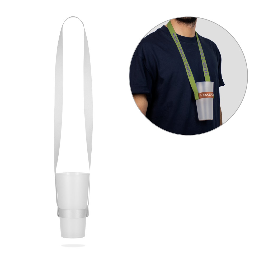 BRADFORD. SUBLIMATION Lanyard Set Long II (20 mm) Duo in recycled polyester (100% rPET) with cup holder with sublimation lanyard