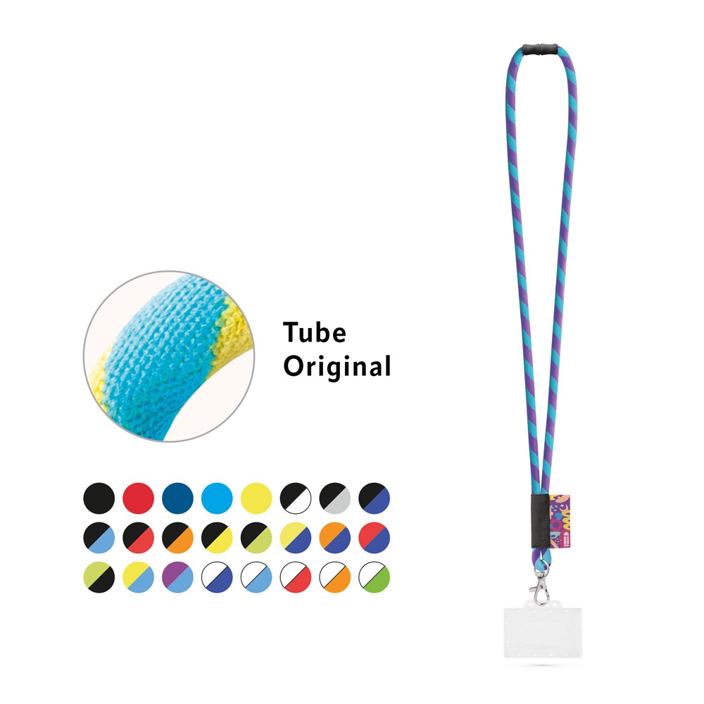 WATFORD. SET Lanyard Tube Long (Ø 7 mm) with 9 mm trigger snap hook, Ø 7 mm safety lock and 91 x 68 mm rigid badge/card holder