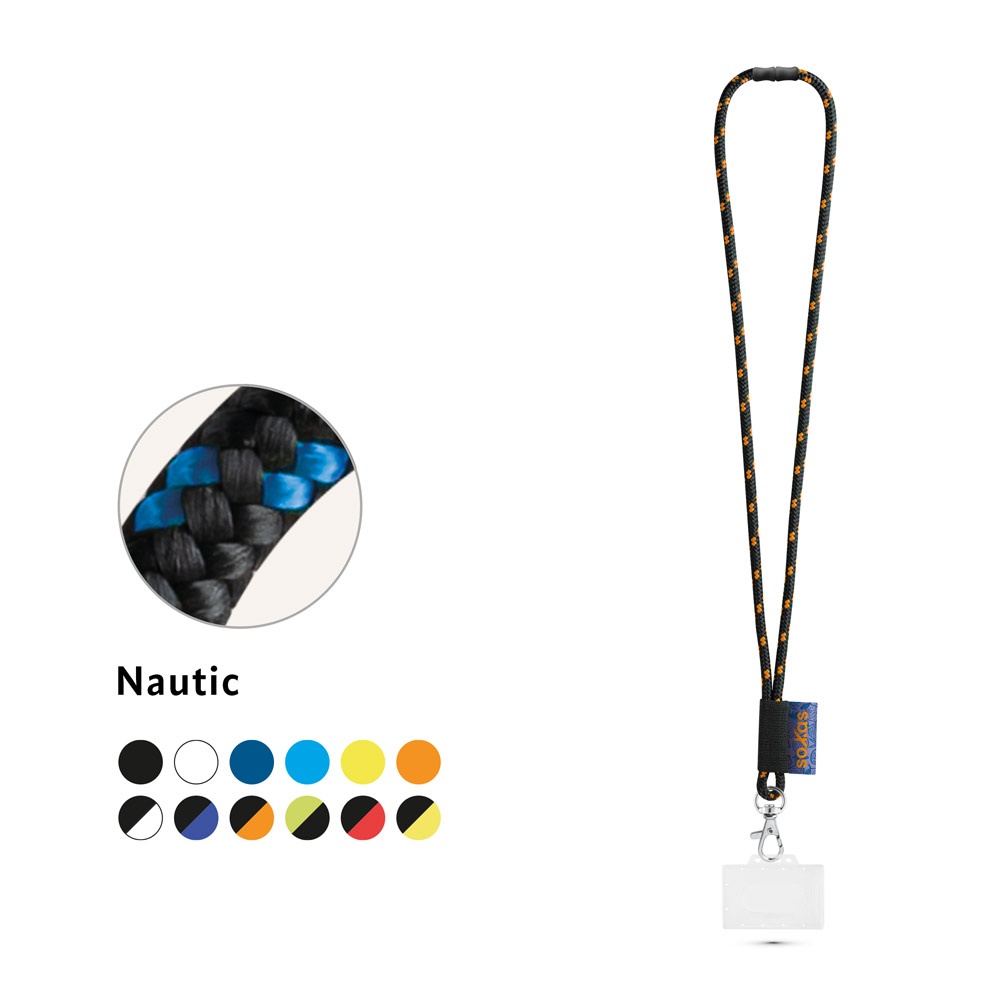 BRIDPORT. NAUTIC Lanyard SET Long (Ø 7 mm) with 9 mm trigger snap hook, Ø 7 mm safety lock and 91 x 68 mm rigid badge/card holder