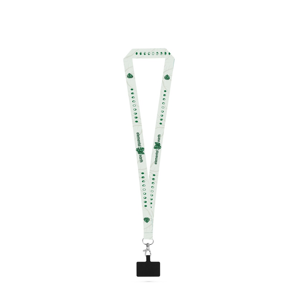 EPSOM. SET Lanyard SUBLIMATION Long II (20 mm) in recycled polyester (100% rPET) with 20 mm trigger carabiner and mobile phone holder