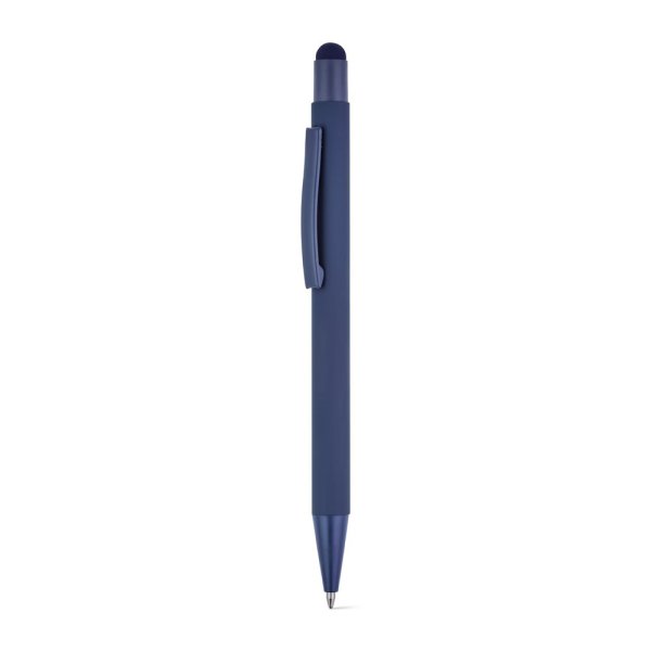 CLINT TOUCH. Ballpoint pen with a modern design, made of recycled aluminum (100% rAL) with a rubberized finish. - 104 - Blue