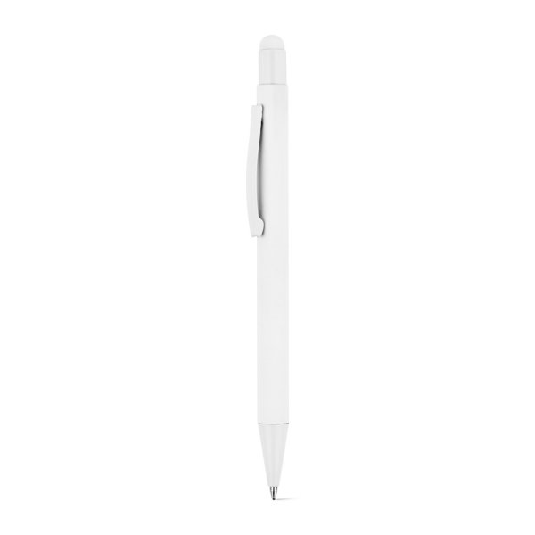 CLINT TOUCH. Ballpoint pen with a modern design, made of recycled aluminum (100% rAL) with a rubberized finish. - 106 - White