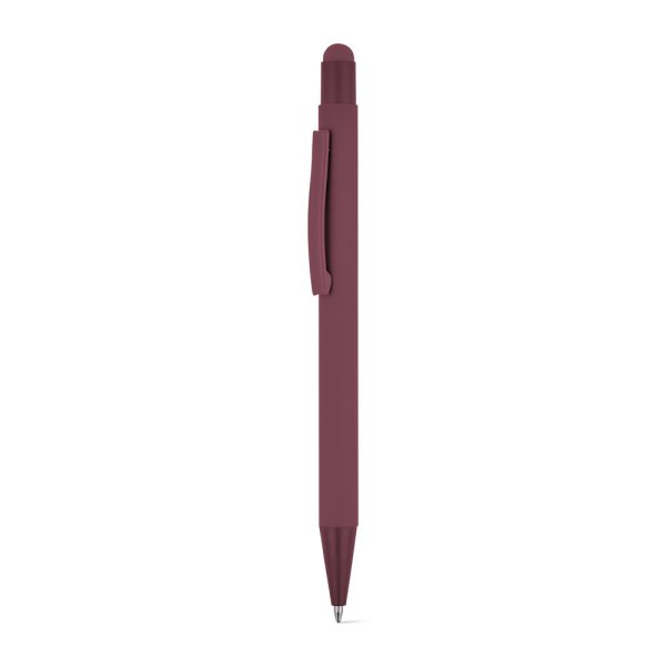 CLINT TOUCH. Ballpoint pen with a modern design, made of recycled aluminum (100% rAL) with a rubberized finish. - 115 - Bordeaux
