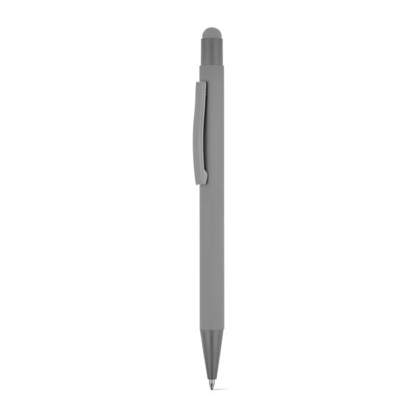 CLINT TOUCH. Ballpoint pen with a modern design, made of recycled aluminum (100% rAL) with a rubberized finish. - 113 - Grey