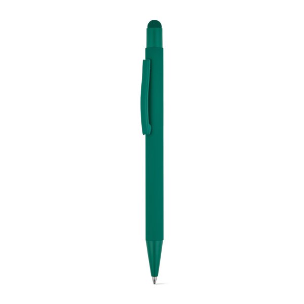 CLINT TOUCH. Ballpoint pen with a modern design, made of recycled aluminum (100% rAL) with a rubberized finish. - 129 - Dark green