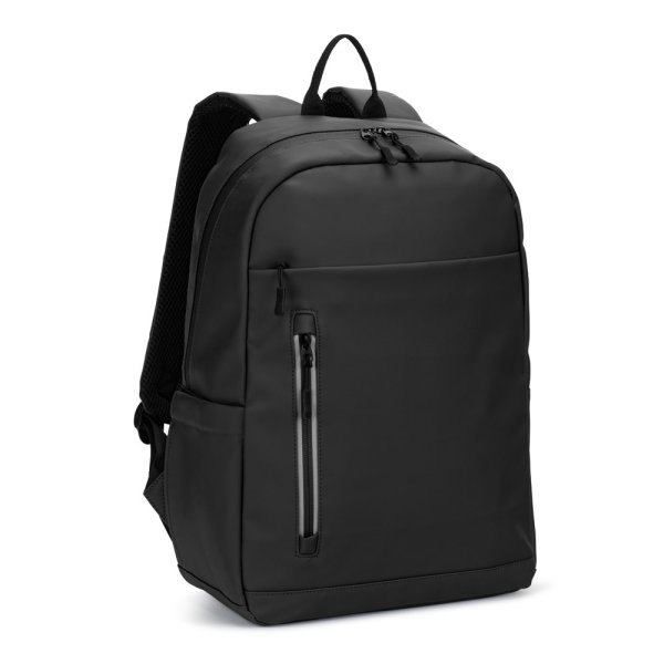 NOUMEA. PU laptoprugzak (16 inch) met waterbestendige ritsen. - 103 - Zwart