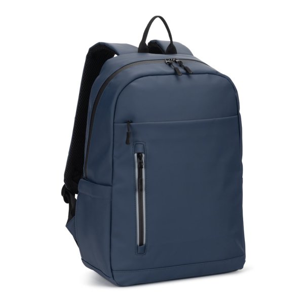 NOUMEA. PU laptoprugzak (16 inch) met waterbestendige ritsen. - 104 - Blauw