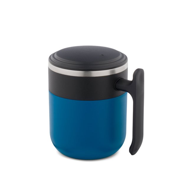 MALDINI. Reismok met roestvrijstalen binnenkant en matte afwerking, 400 ml. - 104 - Blauw