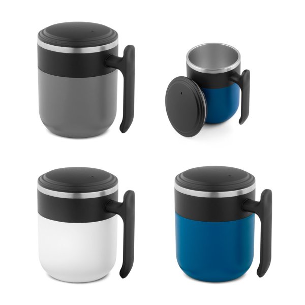 MALDINI. Travel mug with stainless steel interior and matte finish, 400 mL