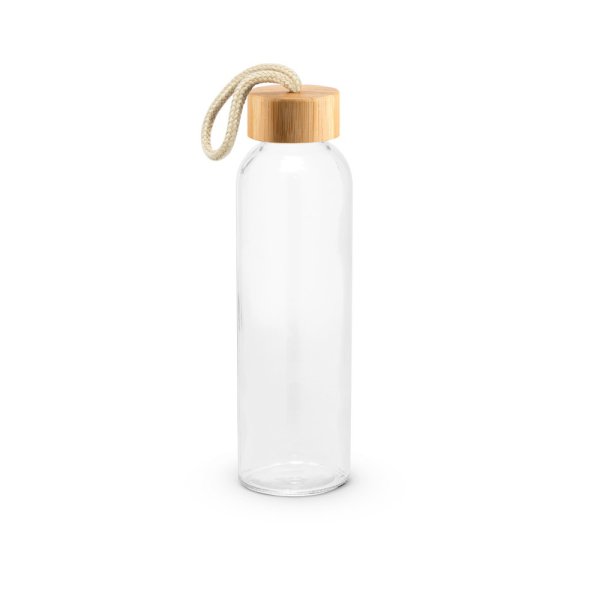 CROSBY. Glass water bottle with bamboo lid, 520 ml - 160 - Natural