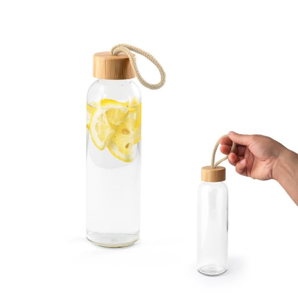 CROSBY. Glazen waterfles met bamboe deksel, 520 ml