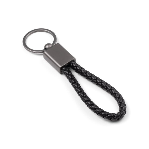 KETCHUM. Rectangular keychain with braided cord made of polyester (21% recycled) and polyurethane (79% recycled). - 103 - Black