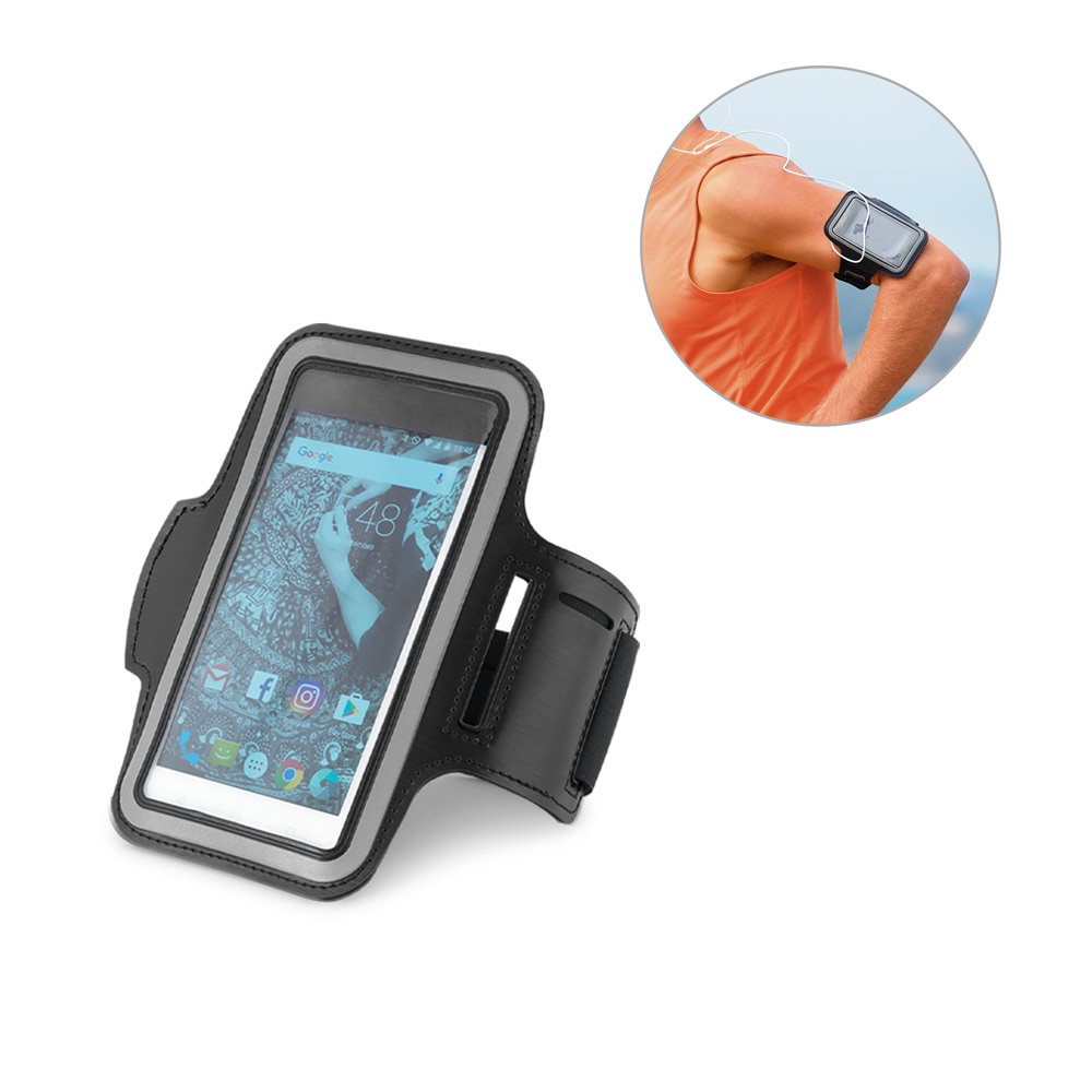 COMFORTABEL. Armband van PU en softshell voor smartphones van 6,5 inch.