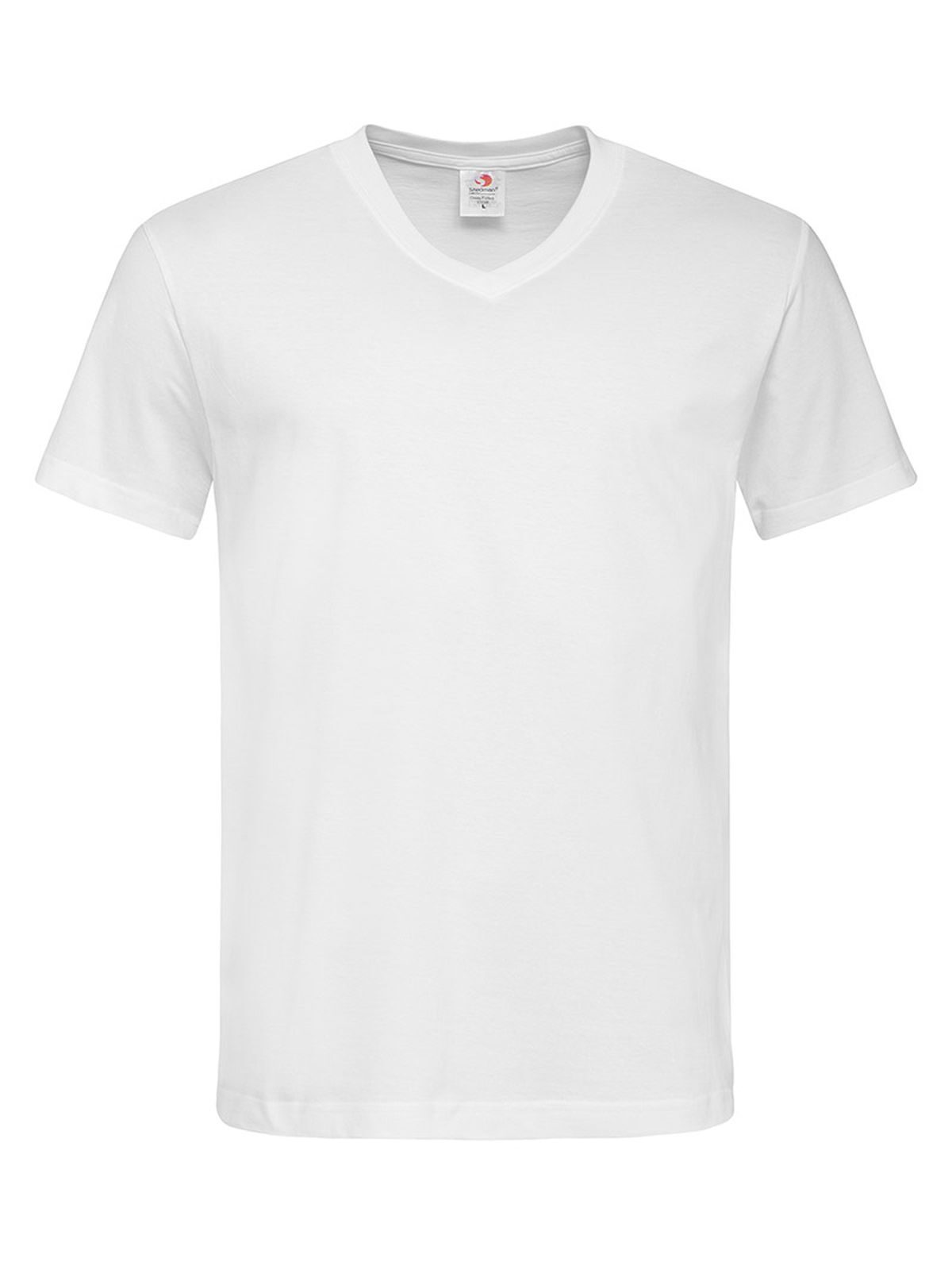 Klassieke T-shirt met V-hals - WHI - Wit