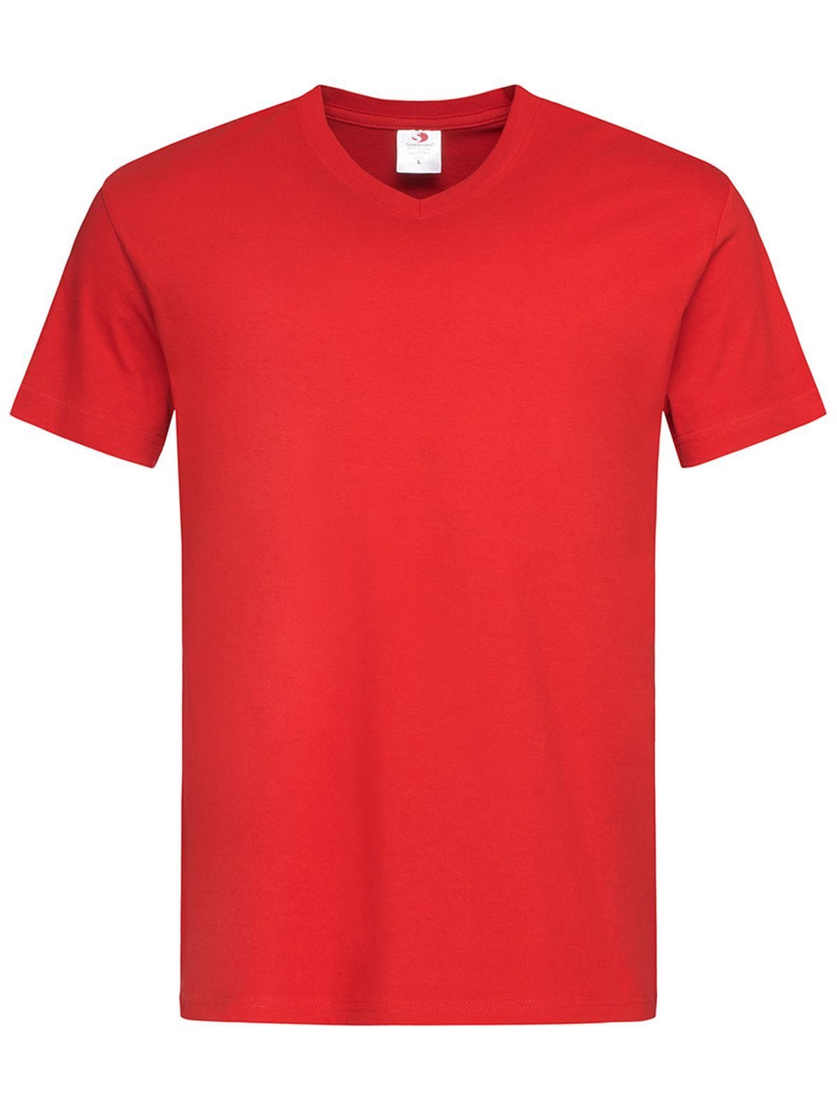 Klassieke T-shirt met V-hals - SRE - Scharlakenrood
