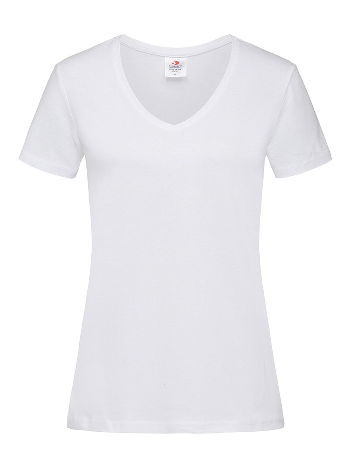 Klassieke T-shirt met V-hals voor dames - WHI - Wit