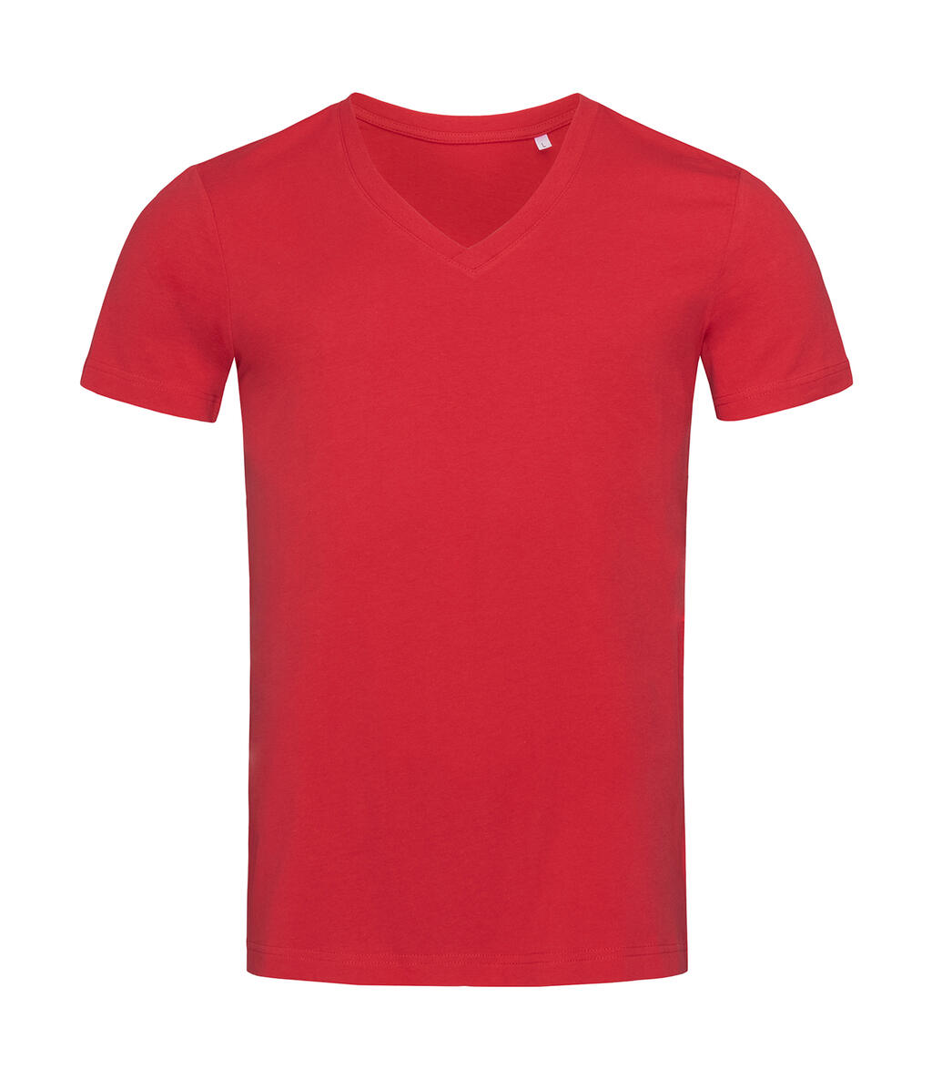 Organic James T-shirt met V-hals - 403 - Peperrood