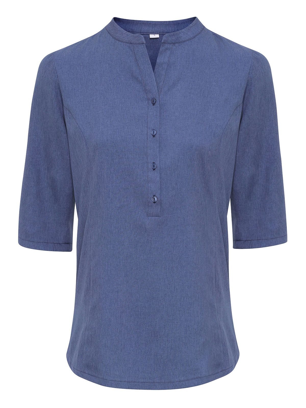 Verbena linnenlook tuniek met knoopsluiting - BLHE - Blauwe heide