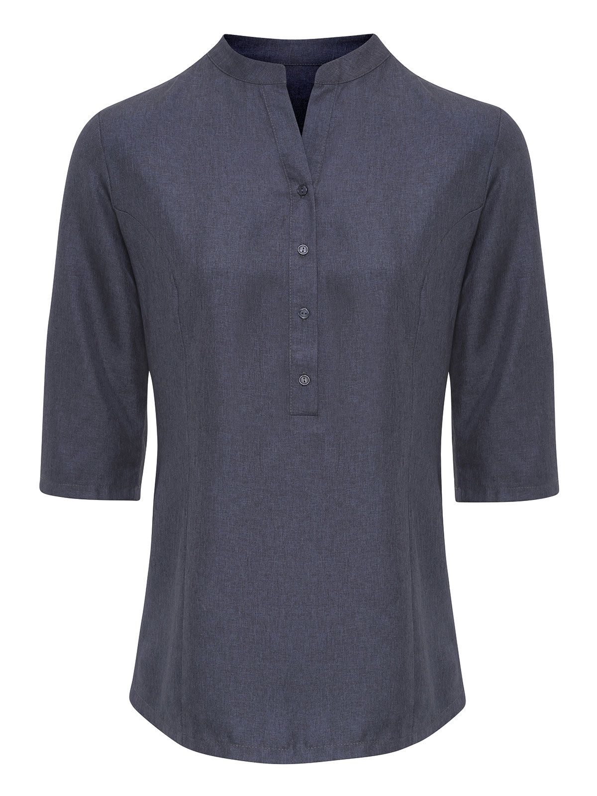 Verbena linnenlook tuniek met knoopsluiting - BKHE - Zwarte heide