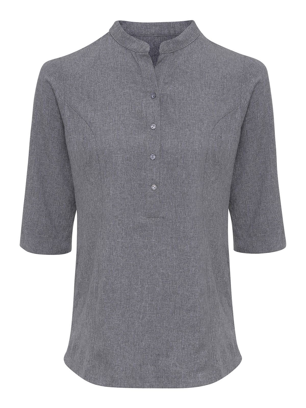 Verbena linnenlook tuniek met knoopsluiting - GRHE - Grijze heide