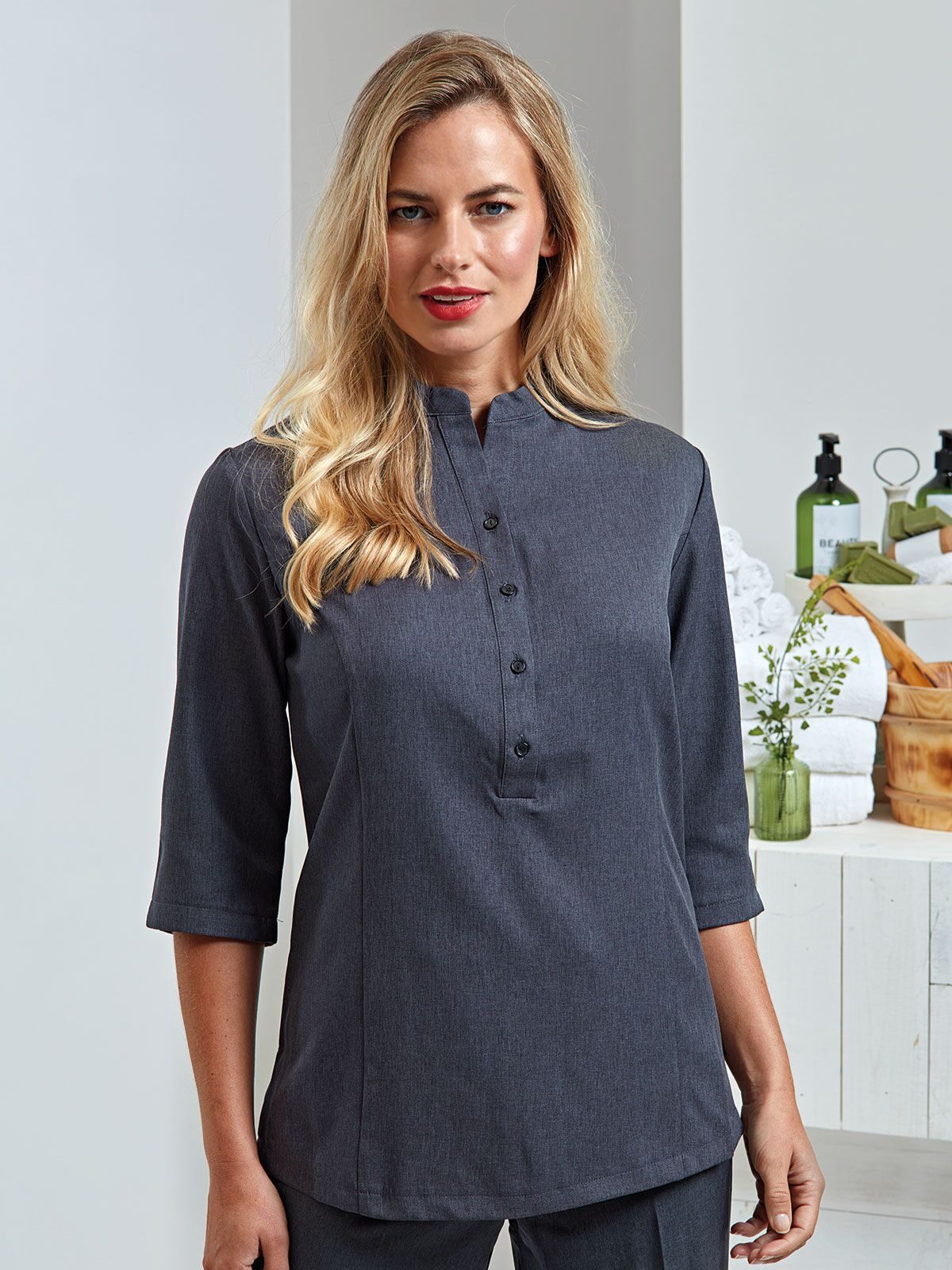 Verbena linnenlook tuniek met knoopsluiting