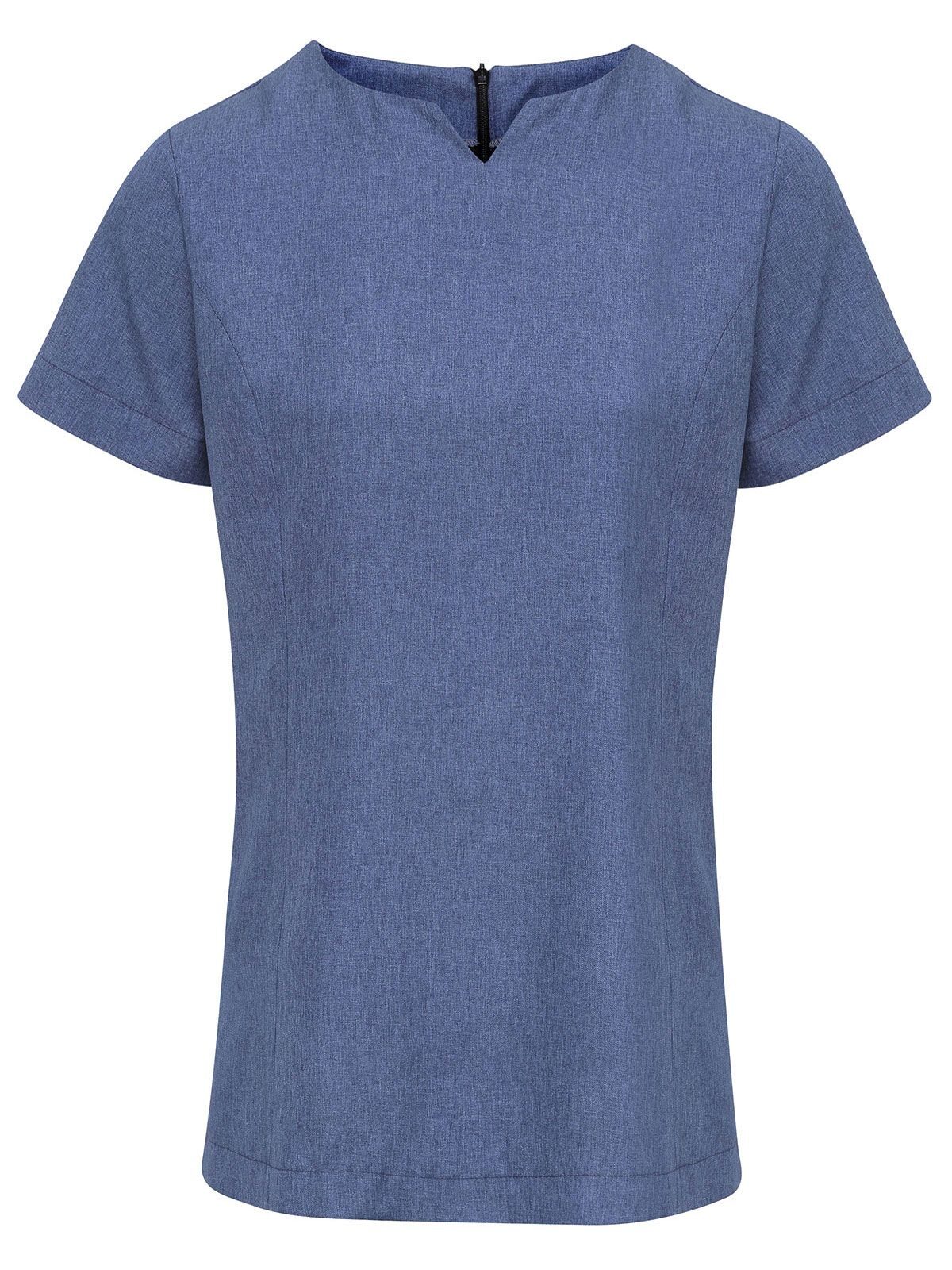 Purple Linen Look Cut Neck Beauty Tunic - BLHE - Blue heather