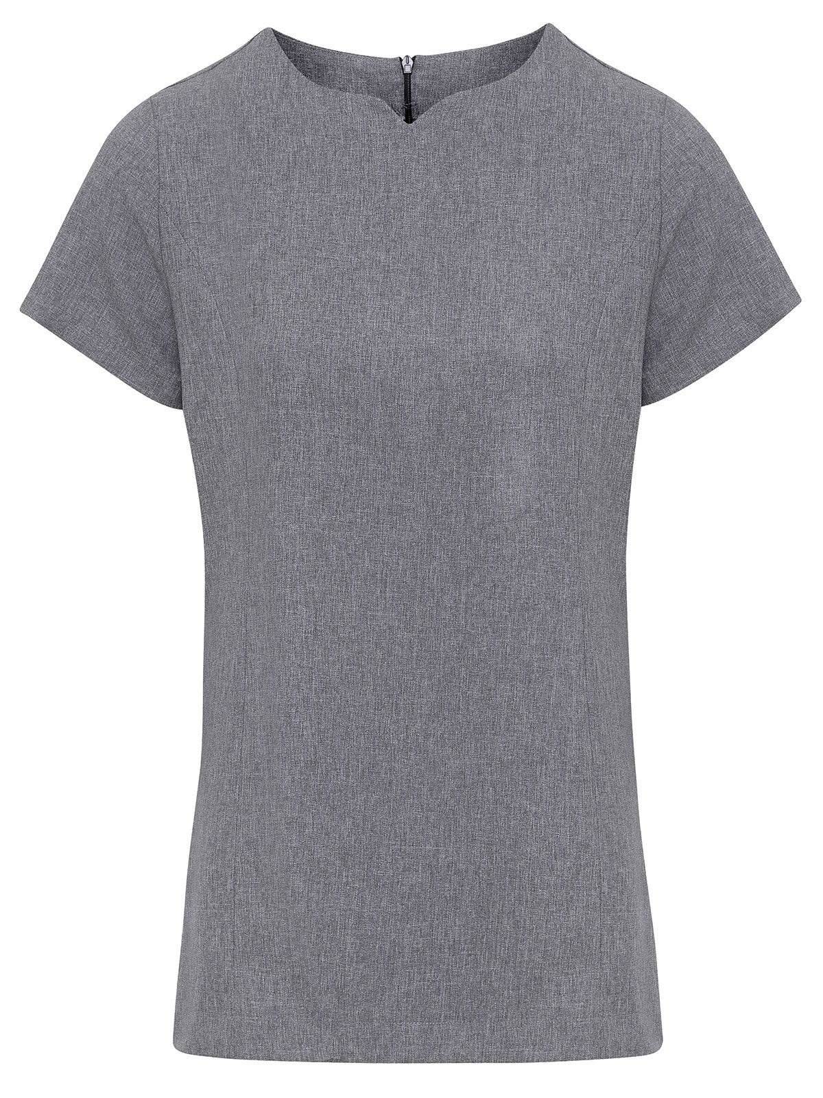 Purple Linen Look Cut Neck Beauty Tunic - GRHE - Grey heather