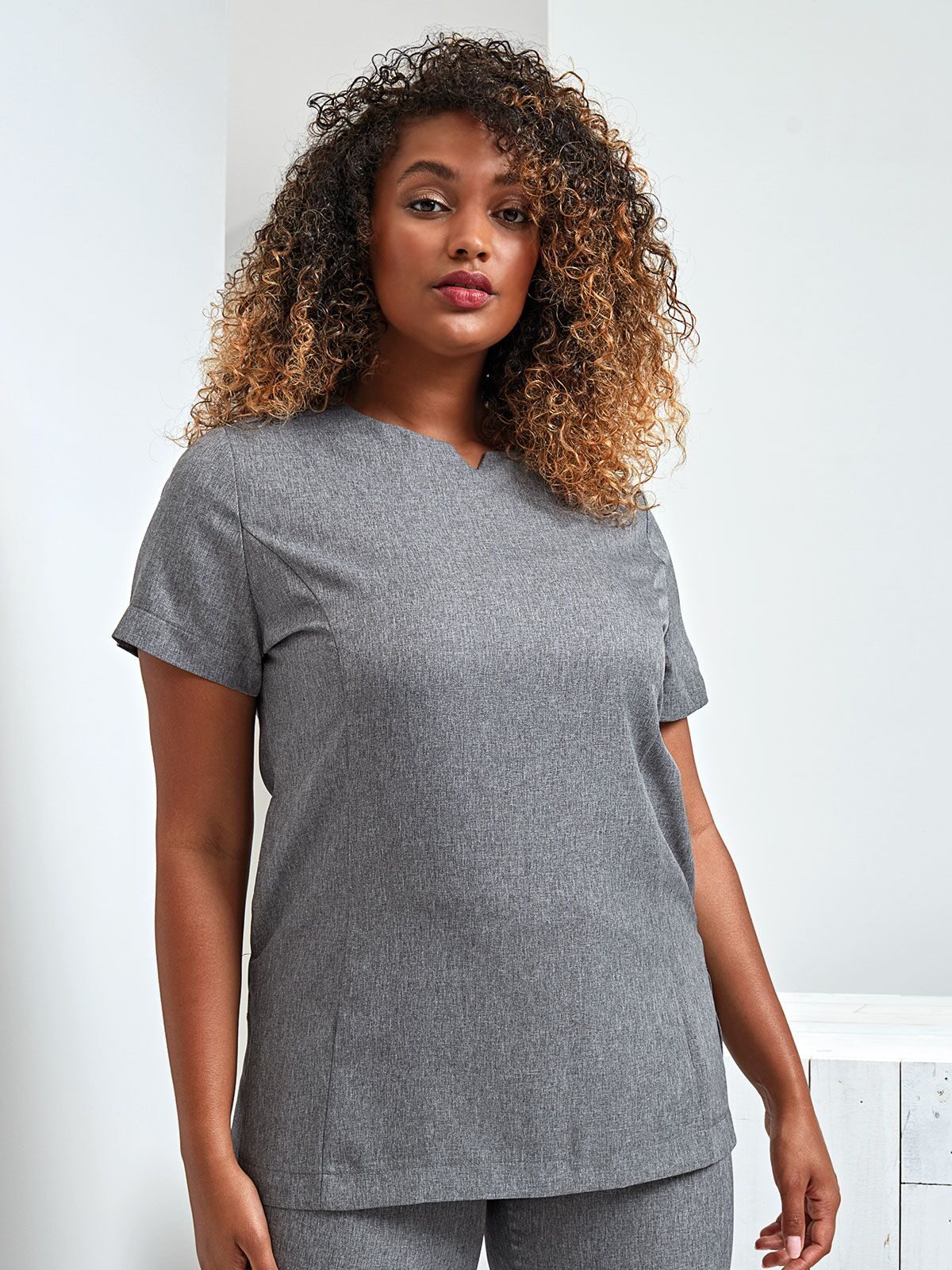 Purple Linen Look Cut Neck Beauty Tunic