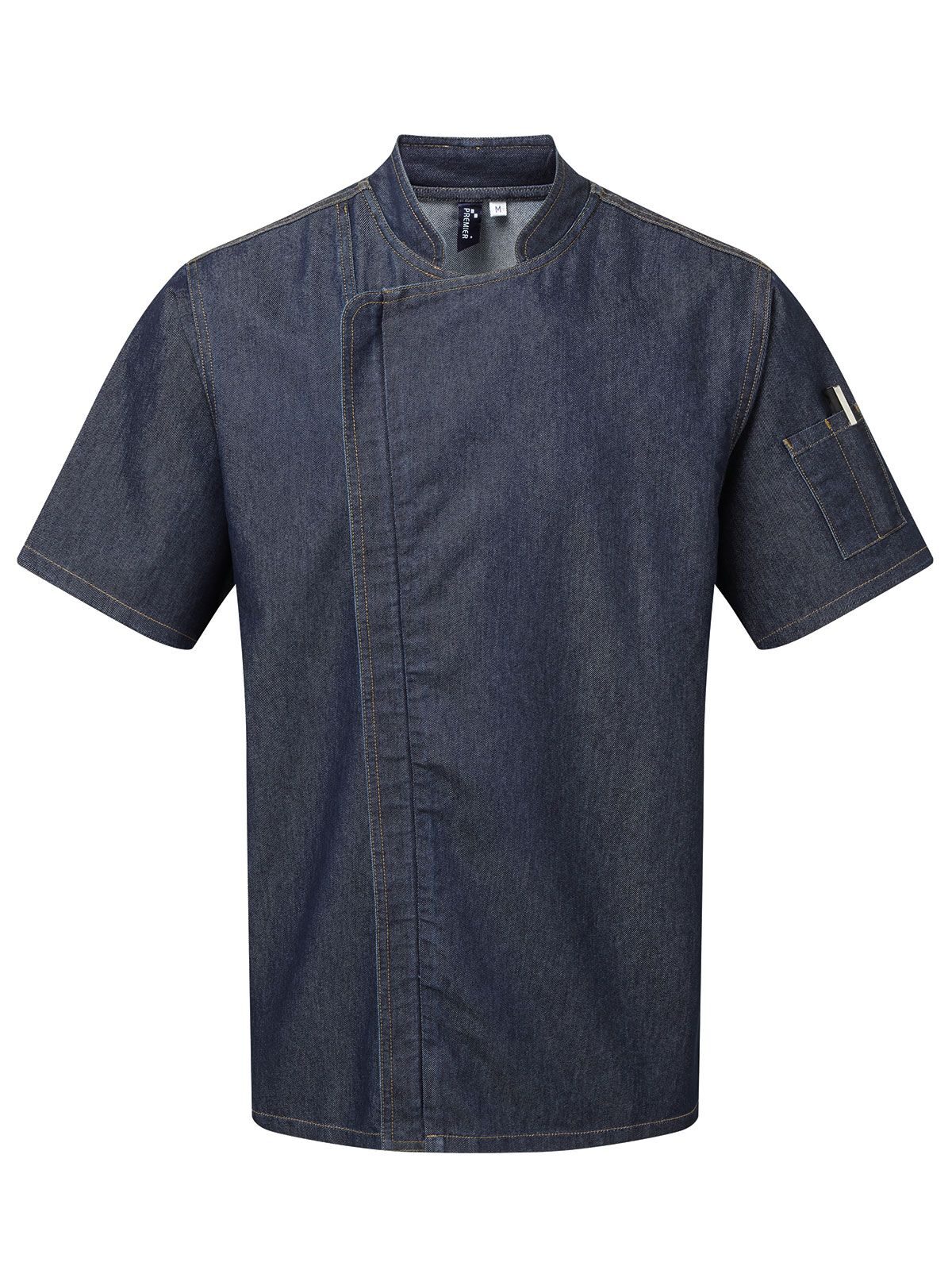 Chefkokjas met korte mouwen en ritssluiting - IDEN - Indigo denim