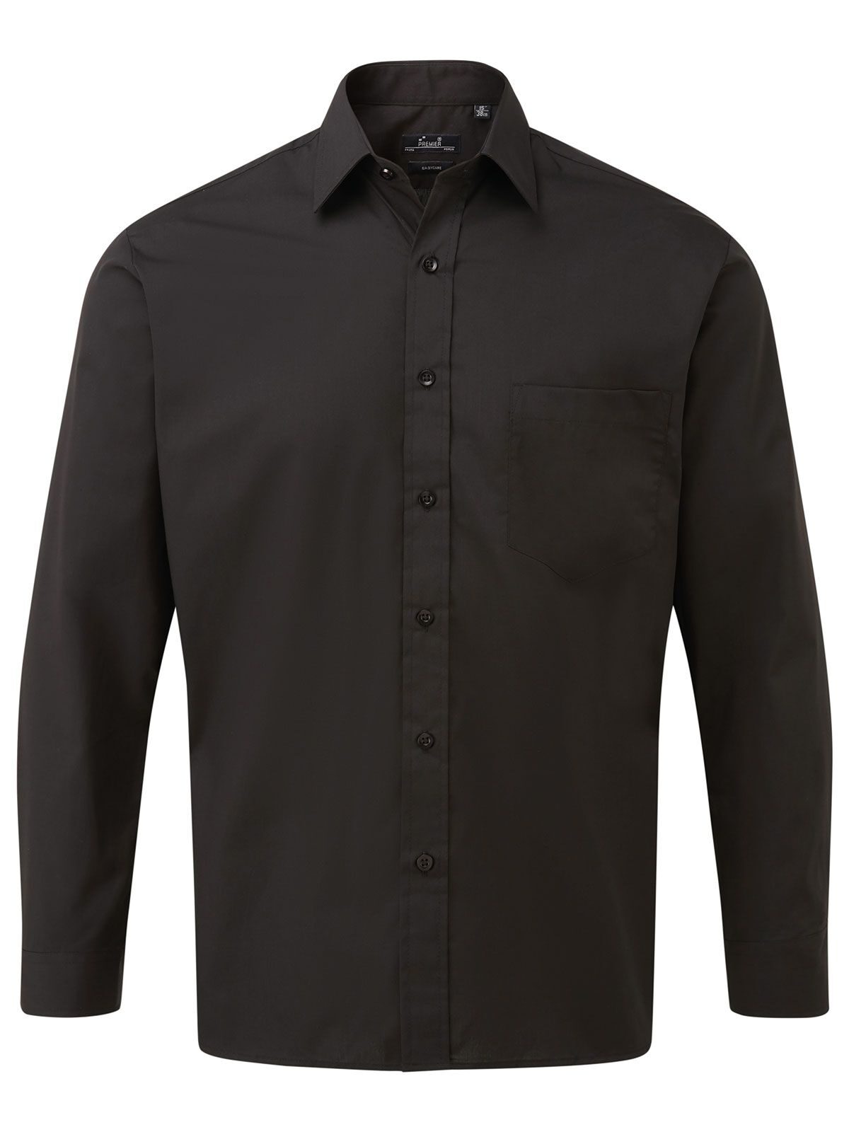 Herenoverhemd met lange mouwen van poplin - BLAC - Zwart