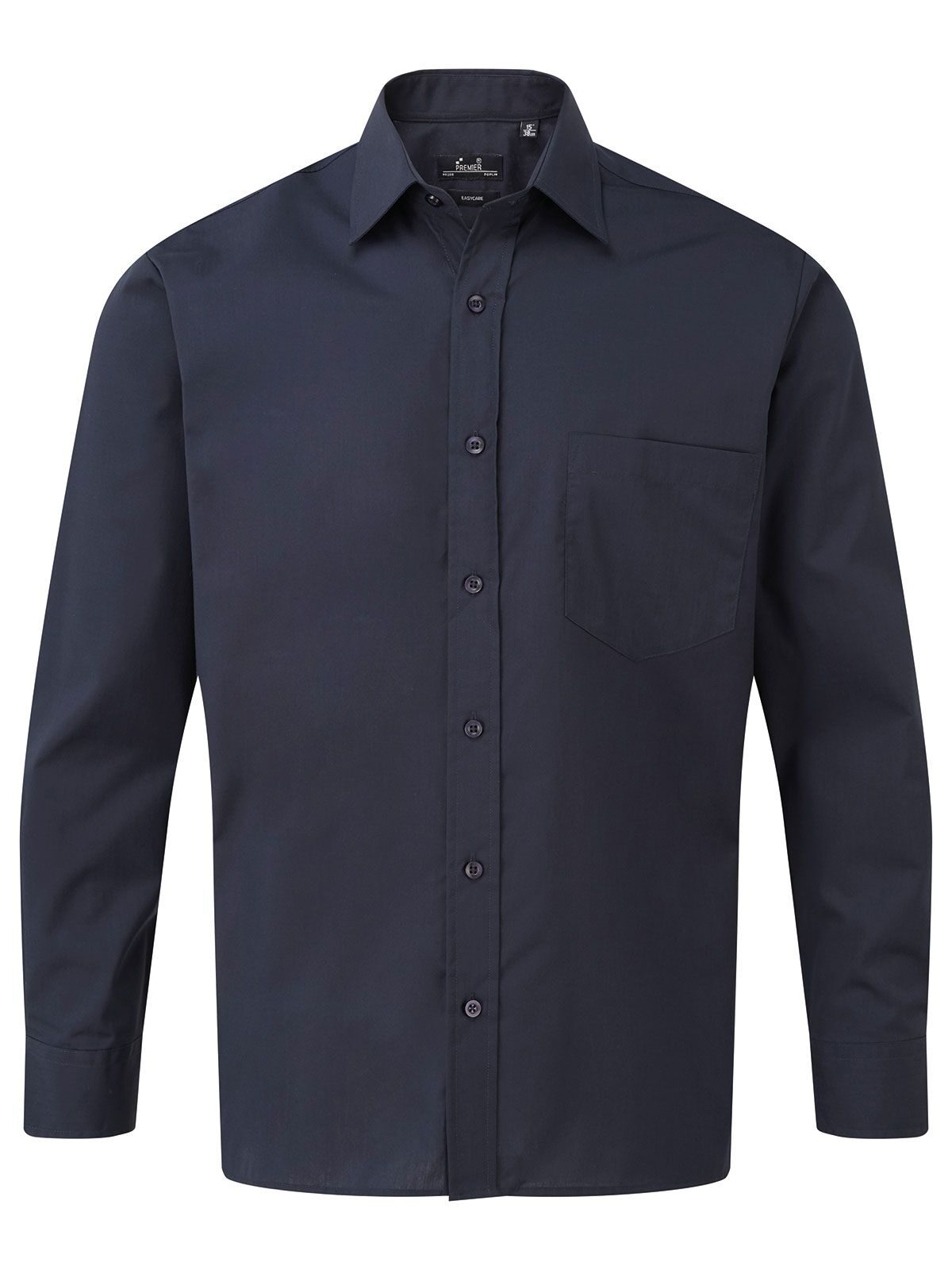 Herenoverhemd met lange mouwen van poplin - NAVY - Marine