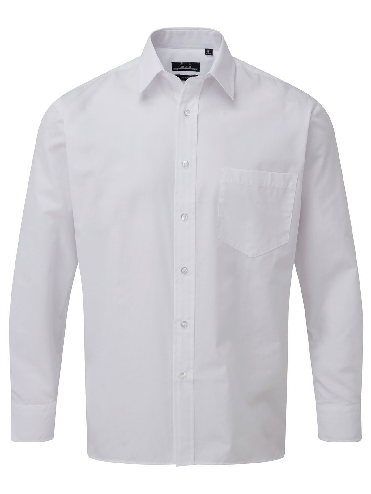 Herenoverhemd met lange mouwen van poplin - WHIT - Wit