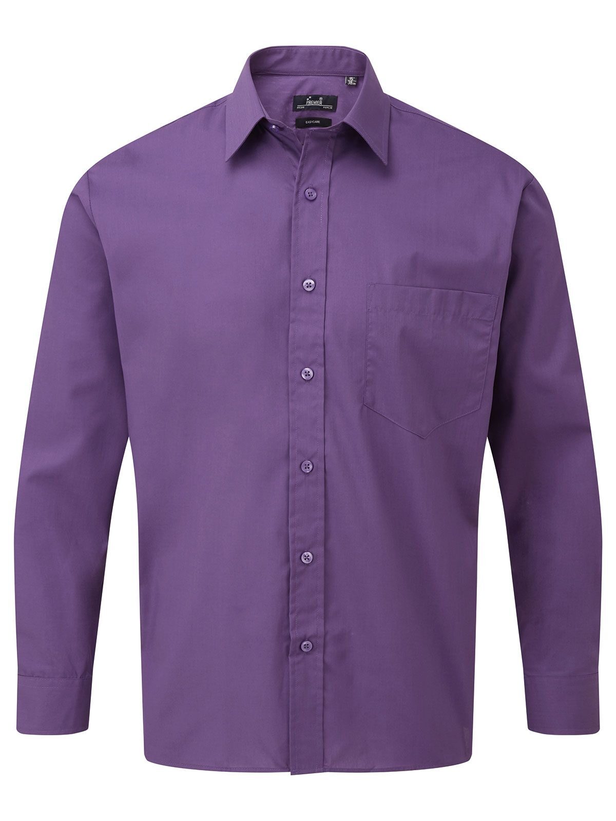 Herenoverhemd met lange mouwen van poplin - PURP - Paars