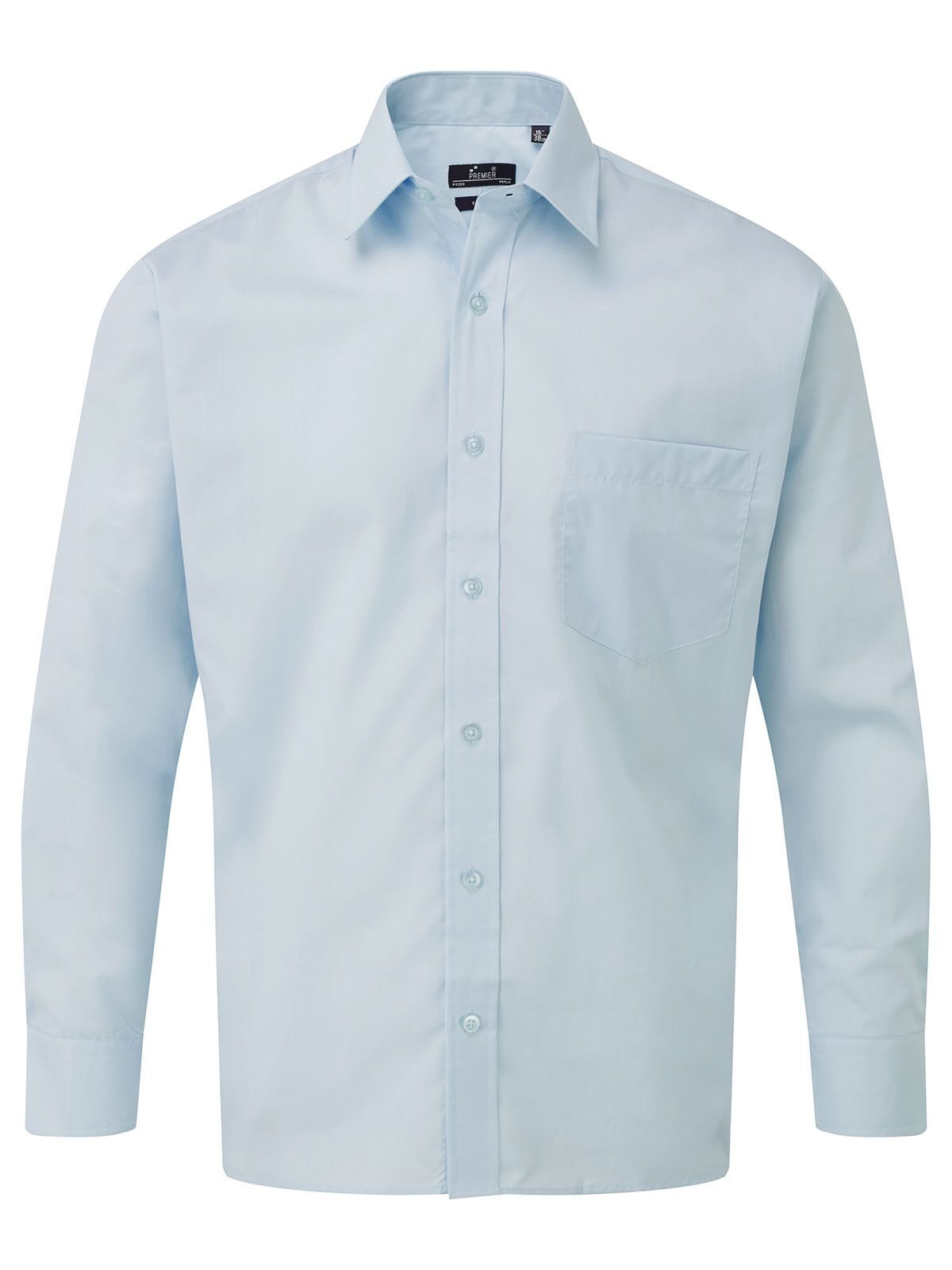 Herenoverhemd met lange mouwen van poplin - LBLU - Lichtblauw