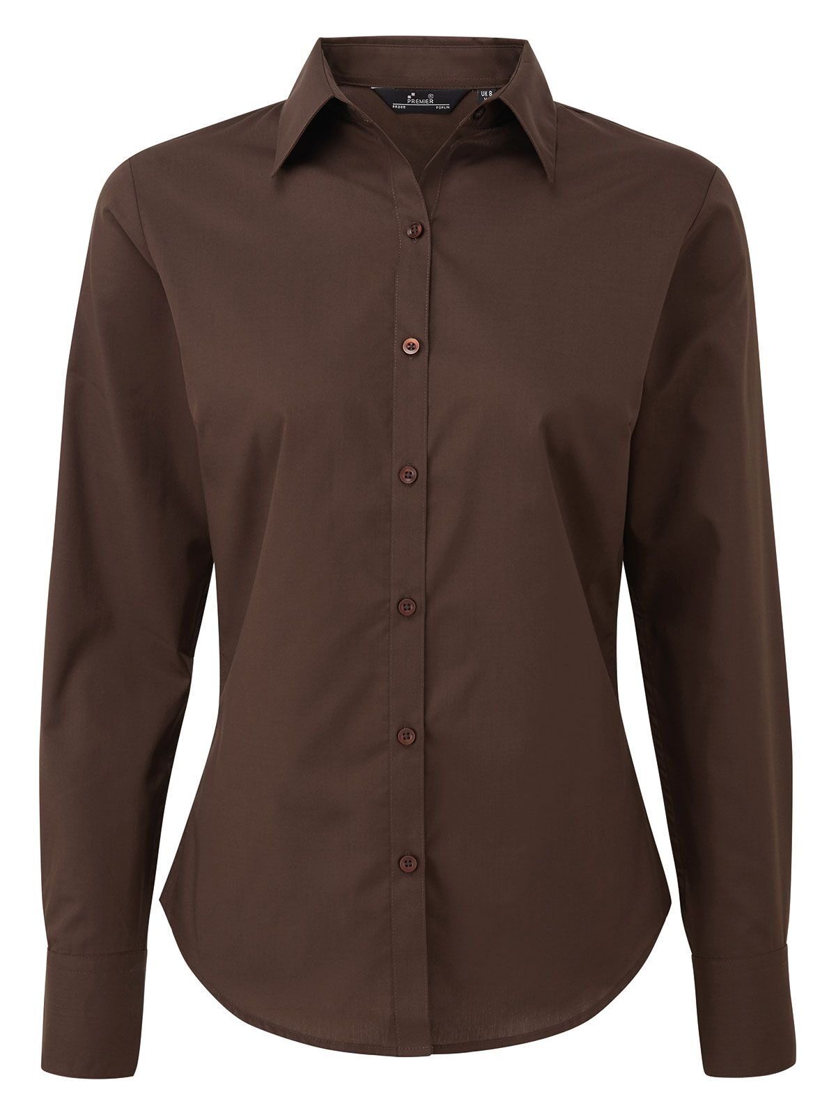 Damesblouse met lange mouwen van poplin - BROW - Bruin