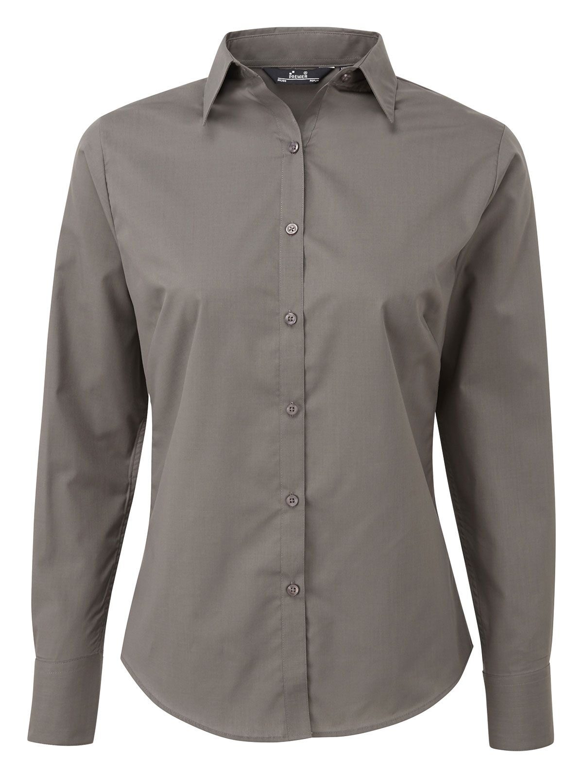 Damesblouse met lange mouwen van poplin - DGRE - Donkergrijs