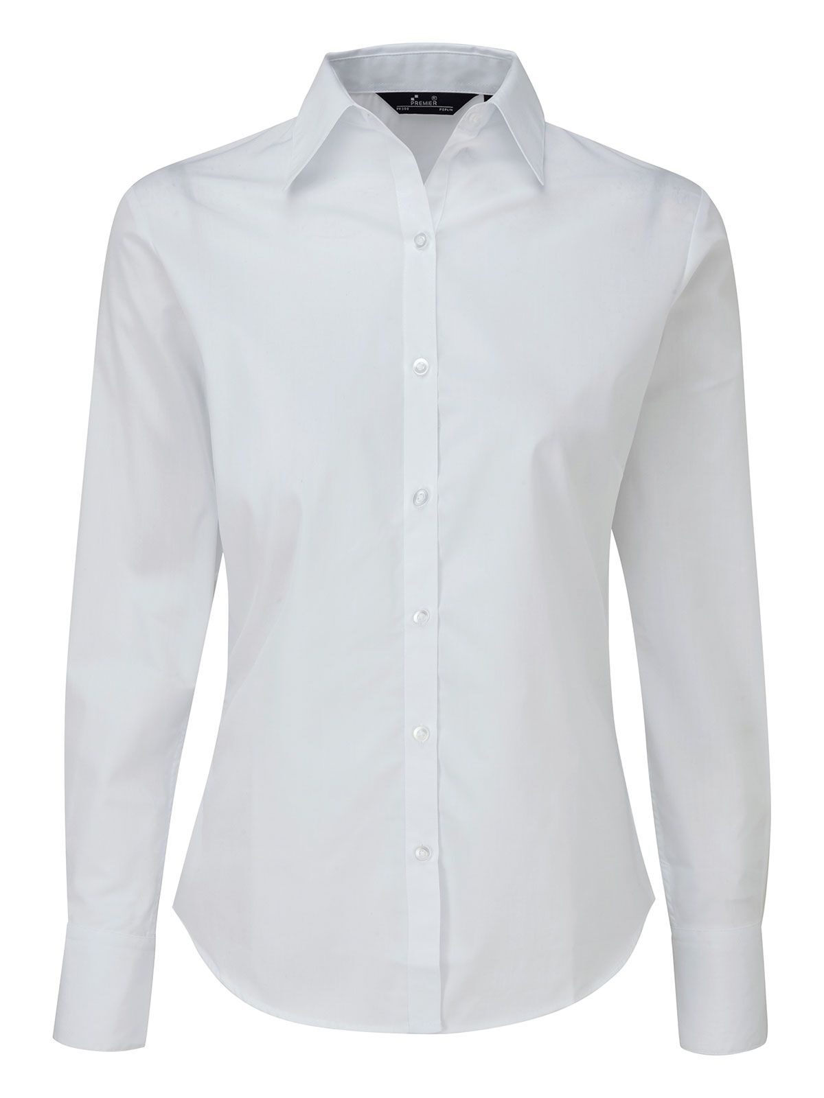 Damesblouse met lange mouwen van poplin - WHIT - Wit